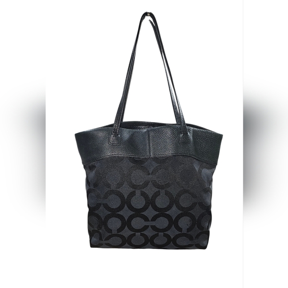 Coach Julia Opt Black Leather and Canvas Signature Tote - Picture 3 of 11